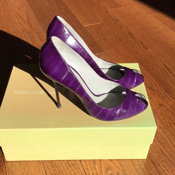 Authentic Eelskin Open Toe Luxury Pumps - Picture 3 of 12